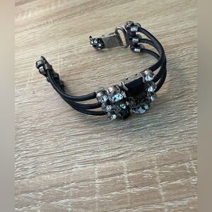 Black and Silver Bracelet with Rhinestones